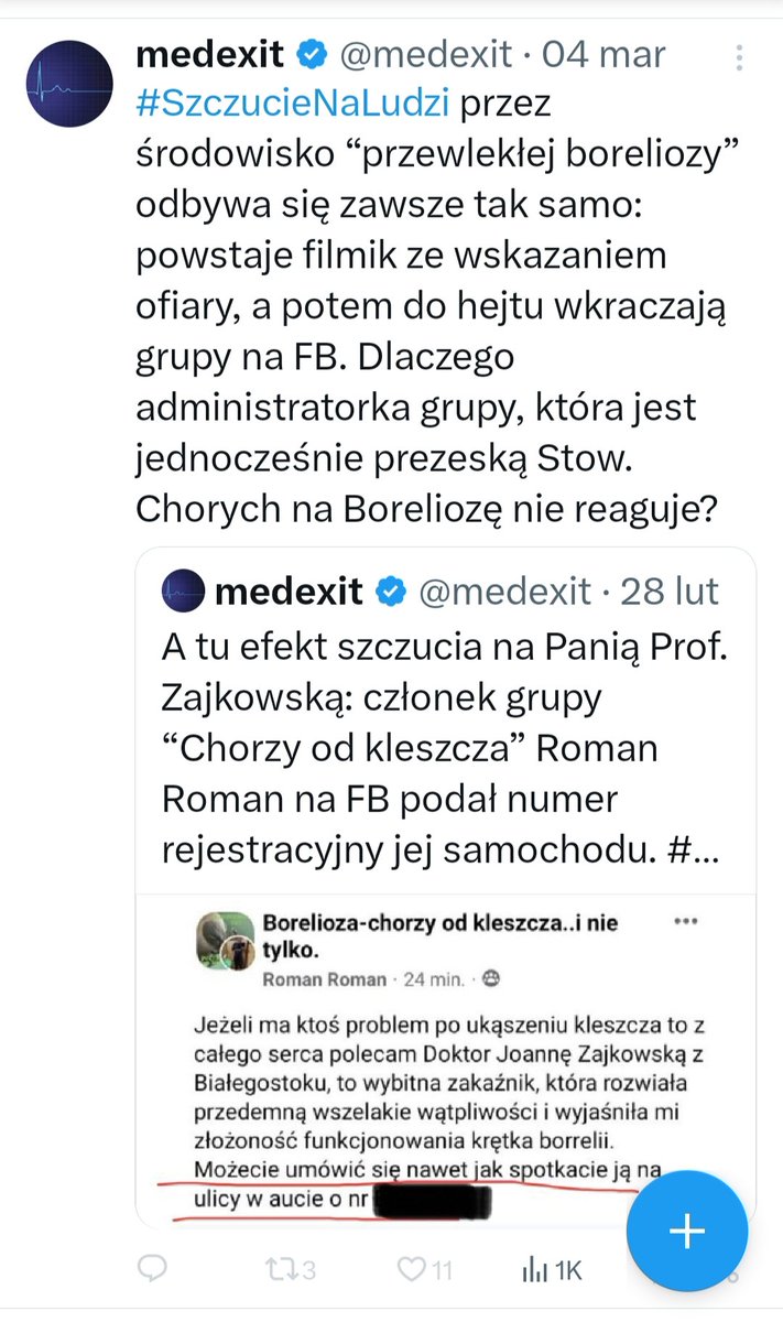 Maria12783615's tweet photo. Nie pojmuję jakie są intencje lekarza chorób zakaźnych, ukrywającego się pod nickiem @medexit który oskarża administratorów grup chorych na FB o szerzenie hejtu i nienawiści. REAGUJEMY! Post, o którym mowa, został na naszą prośbę, po upomnieniu jego autora, natychmiast edytowany. https://t.co/MxXlhEuOtW