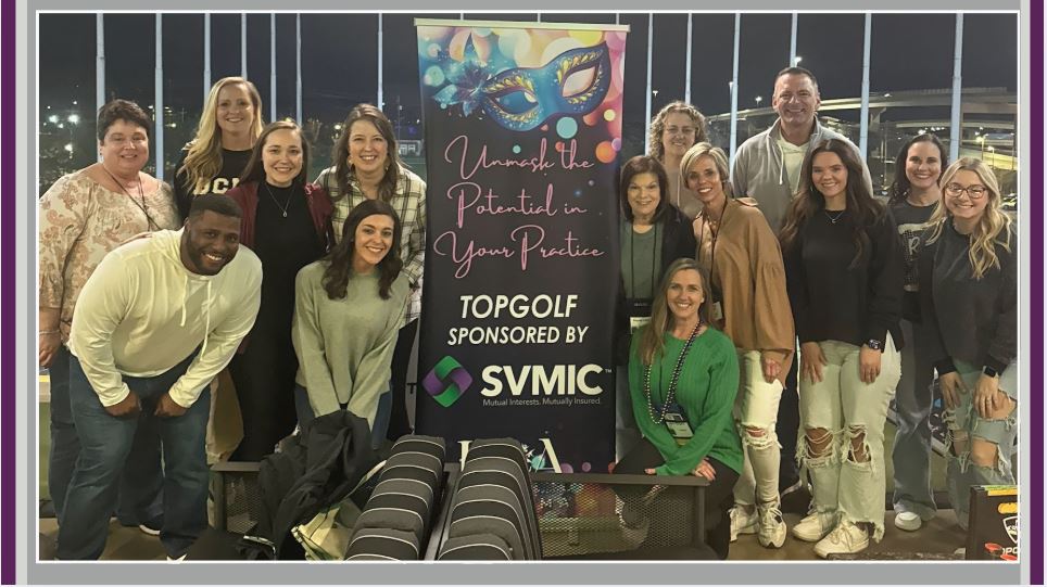 SVMIC's tweet photo. Last week, two of SVMIC's Account Executives attended the Alabama HLA Conference, in Birmingham, AL. While there, Thad and Samantha enjoyed a fun evening at Topgolf, proudly sponsored by SVMIC! What a fantastic mix of networking and fun! https://t.co/diajqYX7gS