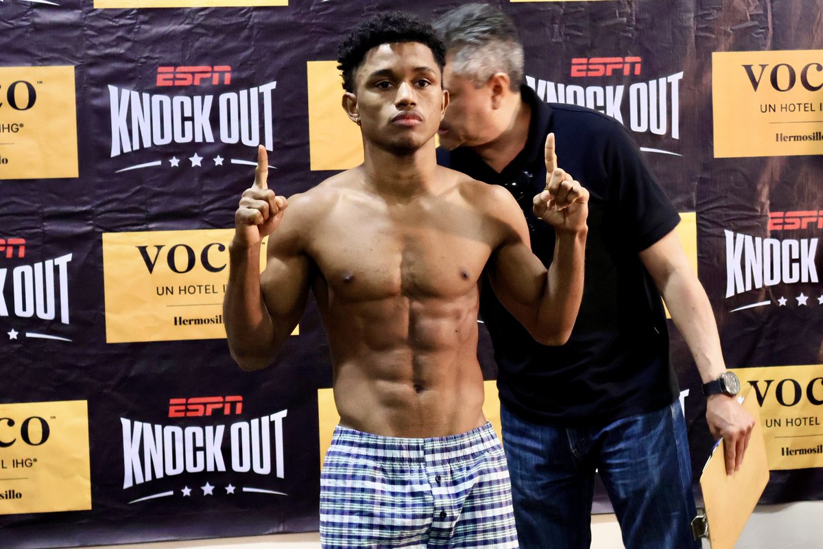 bxstrs's tweet photo. Pesaje oficial en Hermosillo:

🇲🇽 Sergio Mendoza ⚖️ 112.4 lbs
🇨🇴Edinson Martínez ⚖️ 111 lbs 

📆Sábado 15 de marzo | 🏟️ Gimnasio Juan Francisco Gallo Estrada Hermosillo, Son. 
📺 @espnknockout https://t.co/IVLWkoyHzx