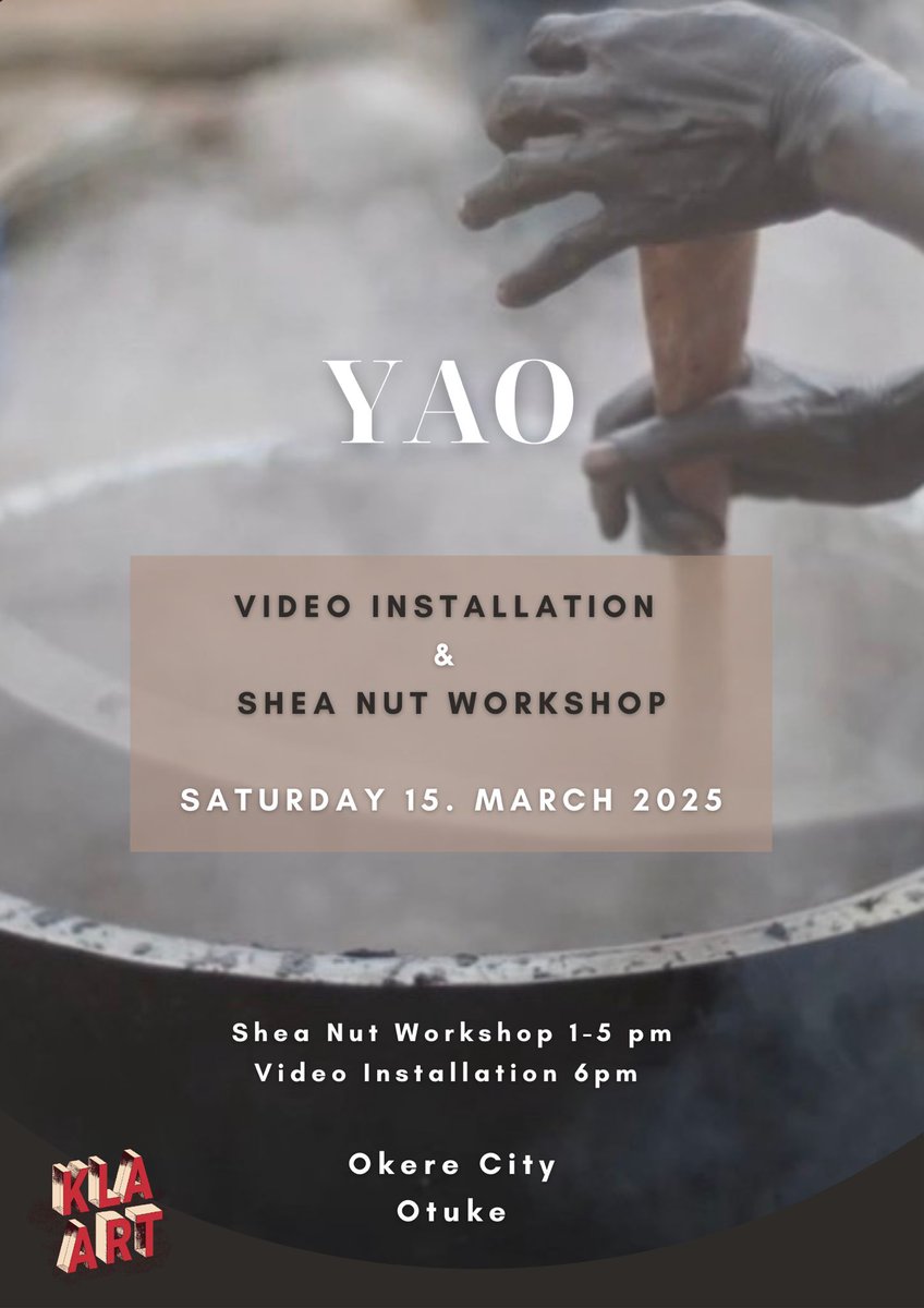 Okere City (@okerecity) on Twitter photo #KLAART24 artist Mona will be showcasing an installation she spent 3 weeks last year to create. Named YAO (Lango word for shea butter) the installation is an audio-visual portrayal of shea nuts collection and shea butter production and the role of women in it. <a href="/FGF_Africa/">FG Foundation</a> #KLAART24 artist Mona will be showcasing an installation she spent 3 weeks last year to create. Named YAO (Lango word for shea butter) the installation is an audio-visual portrayal of shea nuts collection and shea butter production and the role of women in it. <a href="/FGF_Africa/">FG Foundation</a>