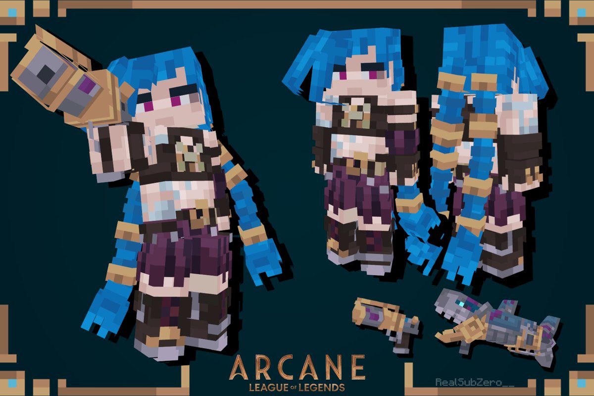 RealSubZero__'s tweet photo. Jinx, The Loose Cannon - Arcane: League of Legends 

Two in one day! Here is Jinx. Will next be reworking Vi &amp; finishing Jayce.

 #arcane #ArcaneSeason2 #LeagueOfLegends #Blockbench #lowpoly #Minecraft #jinx #jinxfanart https://t.co/X2Td6cpFcb