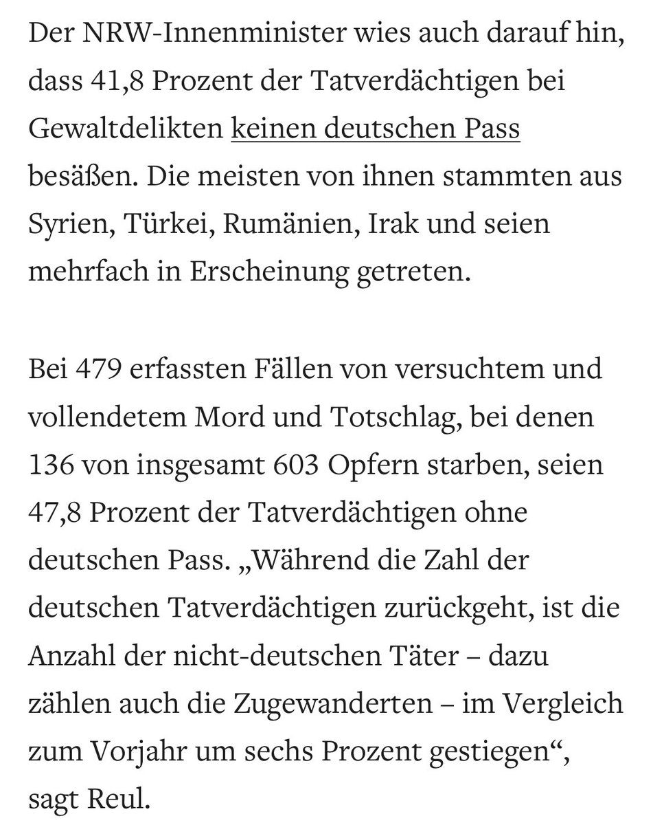#DPolGHH #NRW #Polizei #PKS #Reul
»Die Gewaltkriminalität in Nordrhein-Westfalen wächst stark an. Ausländische Verdächtige sind überproportional vertreten.« #Gewalt #Welt