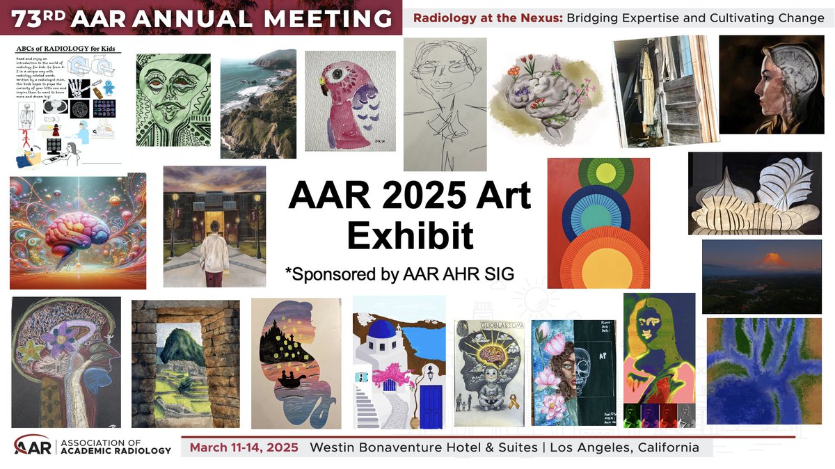 Congratulations to all of the <a href="/aaradiol/">AAR</a> artists who submitted their work to our #AAR25 Electronic Art Exhibit!  It was wonderful to see the variety of pieces on display on the screens at the meeting, &amp; a sample is below for those who couldn't make it!🙏 #RadArtists &amp; AAR staff!🙌