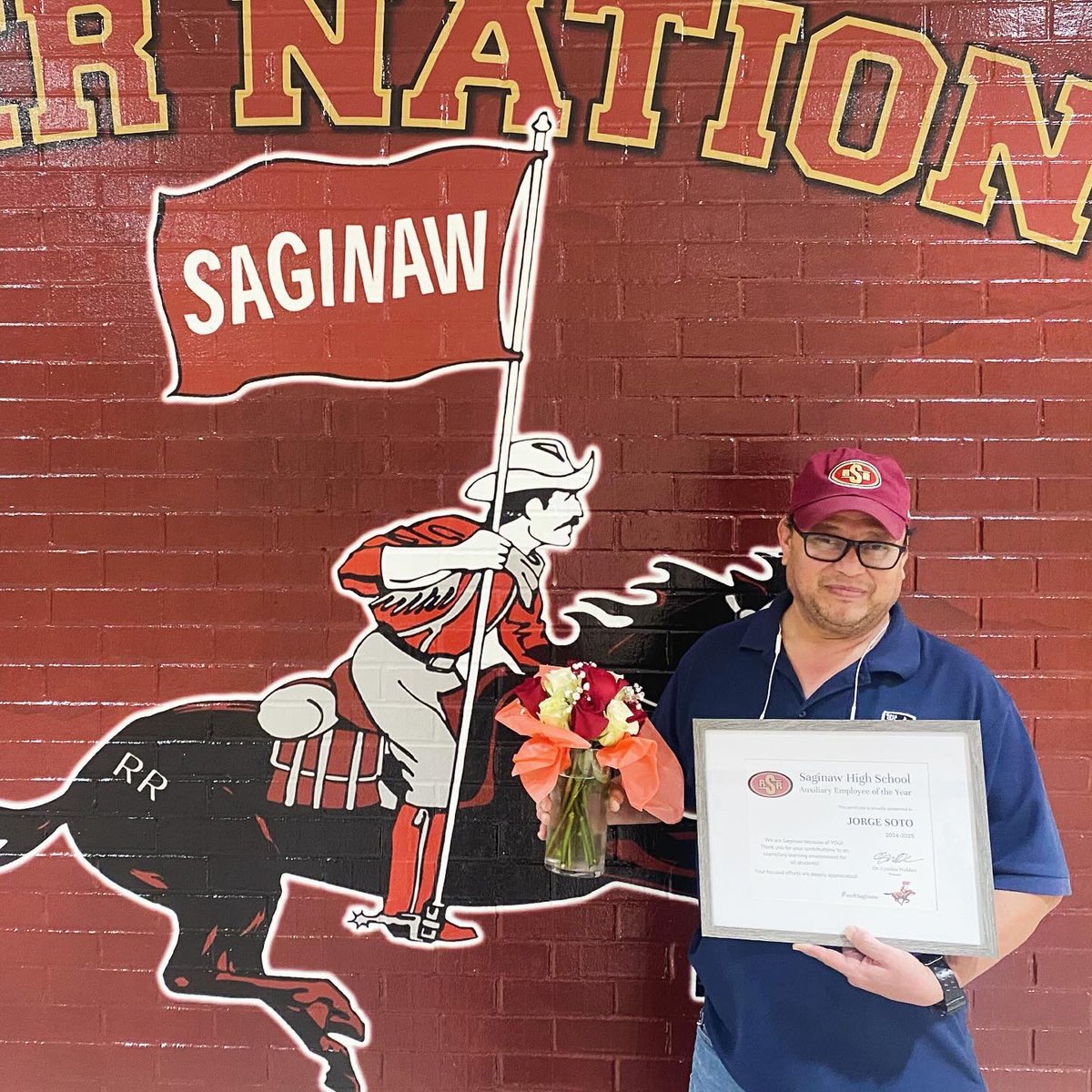 saginawhstx's tweet photo. Congrats to our Rough Rider Employees of the Year 🎉❤️💛👏🏼
❤️ Heather McFarland, SHS Teacher of the Year
💛 Jorge Soto, SHS Auxiliary Employee of the Year
❤️ Rena Escamilla, SHS Paraprofessional of the Year
💛 Dr. Cynthia Webber, SHS Professional of the Year https://t.co/buSEN0Z9Kd