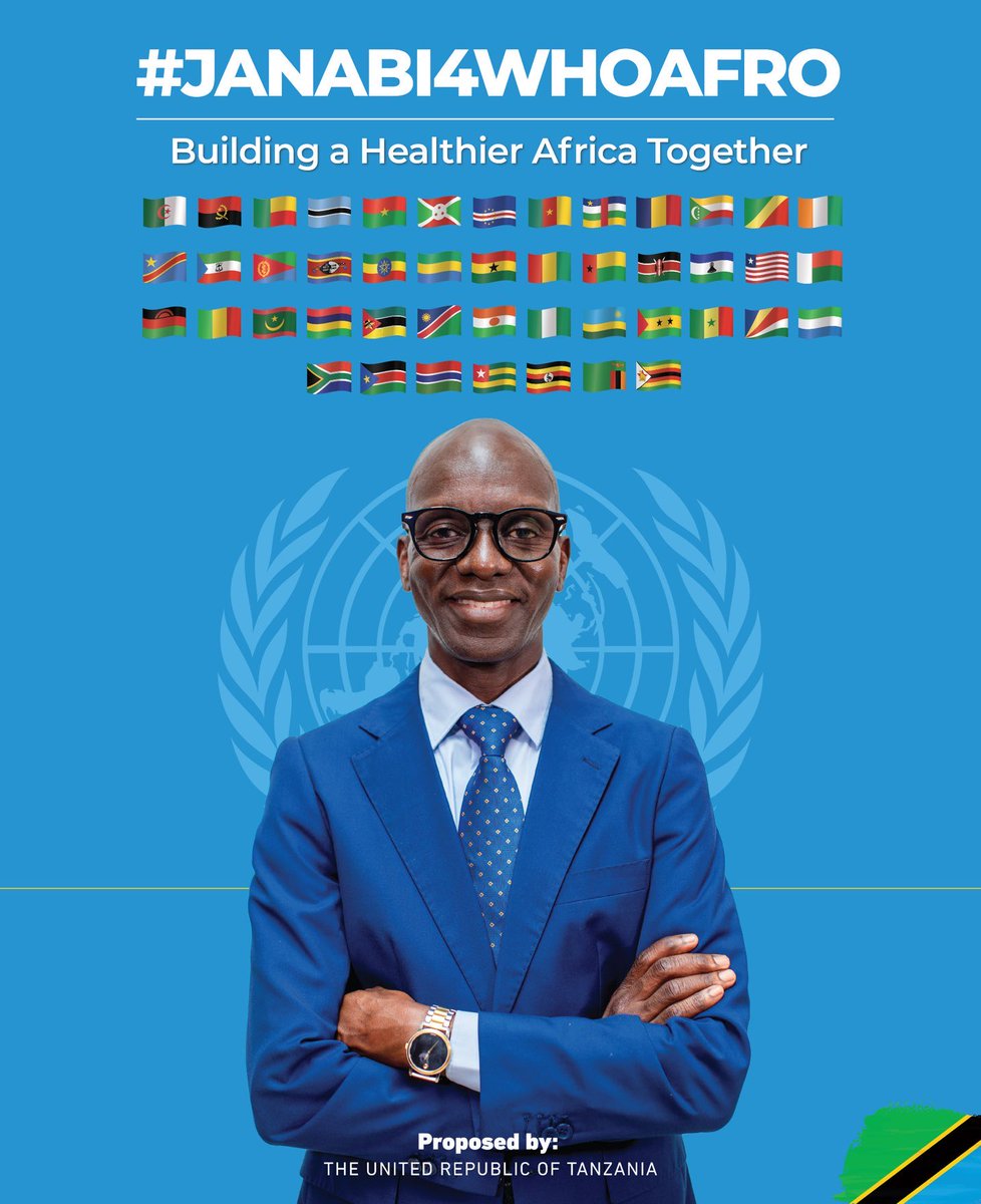Abertus Paschal 🇹🇿𝕏 (@rutaraka) on Twitter photo Team Tanzania here we go!🇹🇿🇹🇿
#Janabi4WHOAFRO #VoteJanabi #HealthForAll #WHOAfrica
<a href="/ikulumawasliano/">ikulu_Tanzania</a> <a href="/mfa_tanzania/">MFA Tanzania</a> <a href="/mahmoudkombo/">mahmoud Kombo</a> <a href="/Mindi_Kasiga/">Mindi Kasiga</a> <a href="/wizara_afyatz/">Wizara ya Afya Tanzania 🇹🇿</a> <a href="/PresidencyZA/">The Presidency 🇿🇦</a> <a href="/ForeignLesotho/">Foreign Affairs Lesotho</a> <a href="/ZambiaMFAIC/">Zambia Foreign Ministry</a> <a href="/UbaloziZimbabwe/">Tanzania Embassy | Zimbabwe</a> <a href="/UbaloziPretoria/">Tanzania High Commission | Pretoria</a> <a href="/UbaloziNigeria/">Tanzania High Commission | Nigeria</a> <a href="/UbaloziGeneva/">Tanzania Mission to The UN Office | Geneva</a> <a href="/HoyceTemu/">Ambassador Hoyce Temu, PhD</a> Team Tanzania here we go!🇹🇿🇹🇿
#Janabi4WHOAFRO #VoteJanabi #HealthForAll #WHOAfrica
<a href="/ikulumawasliano/">ikulu_Tanzania</a> <a href="/mfa_tanzania/">MFA Tanzania</a> <a href="/mahmoudkombo/">mahmoud Kombo</a> <a href="/Mindi_Kasiga/">Mindi Kasiga</a> <a href="/wizara_afyatz/">Wizara ya Afya Tanzania 🇹🇿</a> <a href="/PresidencyZA/">The Presidency 🇿🇦</a> <a href="/ForeignLesotho/">Foreign Affairs Lesotho</a> <a href="/ZambiaMFAIC/">Zambia Foreign Ministry</a> <a href="/UbaloziZimbabwe/">Tanzania Embassy | Zimbabwe</a> <a href="/UbaloziPretoria/">Tanzania High Commission | Pretoria</a> <a href="/UbaloziNigeria/">Tanzania High Commission | Nigeria</a> <a href="/UbaloziGeneva/">Tanzania Mission to The UN Office | Geneva</a> <a href="/HoyceTemu/">Ambassador Hoyce Temu, PhD</a>