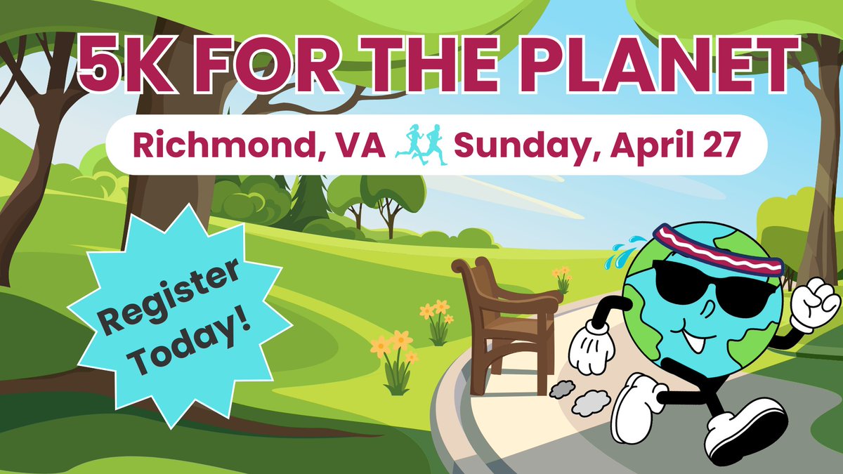 CCAN's tweet photo. 🌎🏃‍♀️ Lace up for climate action! 🌟 Join us to run [or walk] 5K for the Planet!  CCAN's first-ever 5K For The Planet is on April 27, 2025, at Bryan Park in Richmond. 🌳 Fundraise for a cause! 
https://t.co/vmgJUbiP67 

#5KForThePlanet #ClimateAction #RVA #RunRVA https://t.co/oFF4R9UI7z