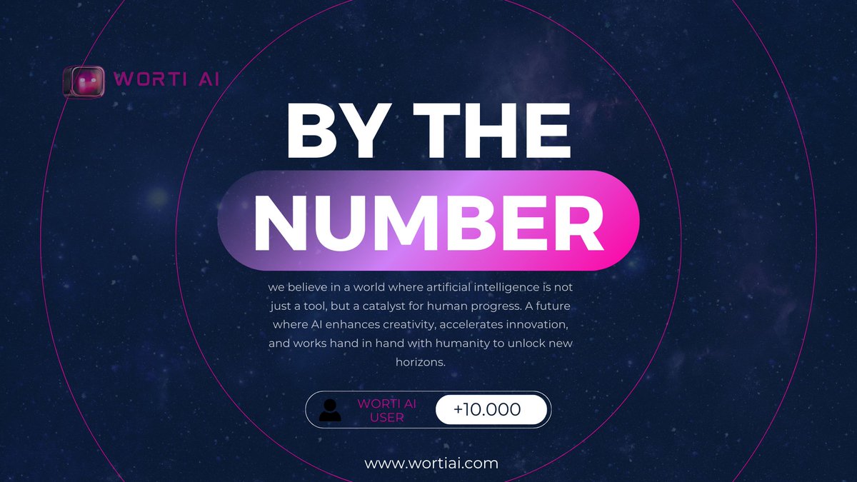 WORTIAI's tweet photo. 🚀 WORTI AI is growing stronger every day!
We’ve proudly surpassed 10,000+ users  and this is just the beginning. 💫

We believe AI is more than just a tool  it’s a catalyst for creativity, innovation, and human progress. 🤖✨
Join the movement. Be part of the future.

👉 https://t.co/2hPqdr88JN

#WortiAI #WortiToken $WORTI #AIRevolution #CryptoAI #Solana #AITools #FutureIsNow @WortiToken
