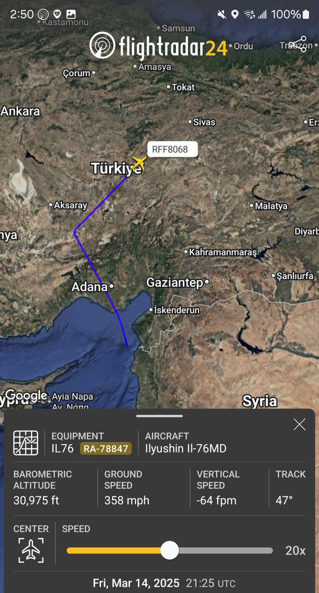 Borrowed7Time's tweet photo. Russian AF IL-76MD RA-78847 #1533FF as RFF8068 is returning from Khmeimim Air Base, Latakia. Aircraft arrived from Moscow (CKL) earlier in the day.
@sipjack1776 @thereccelizard @holgidaun @RBbethetruth https://t.co/HZevkV6HFE