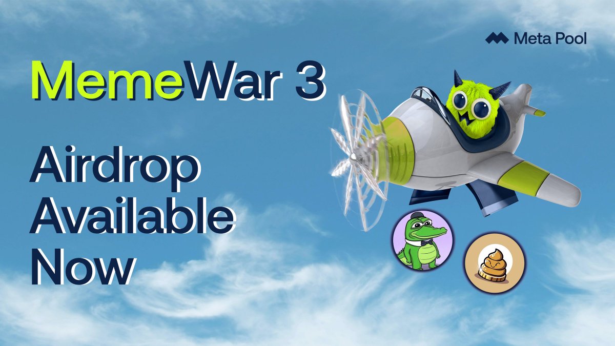 #MemeWar3 airdrop is here! 🪂

All voters who participated in the memecoin voting can now claim their allocations of $NOOB, and $POOP tokens.

⭐️ Key Dates:
Release Start: 14/03/25
Release End: 18/03/25

Learn how to claim your airdrop ⬇️🧵
