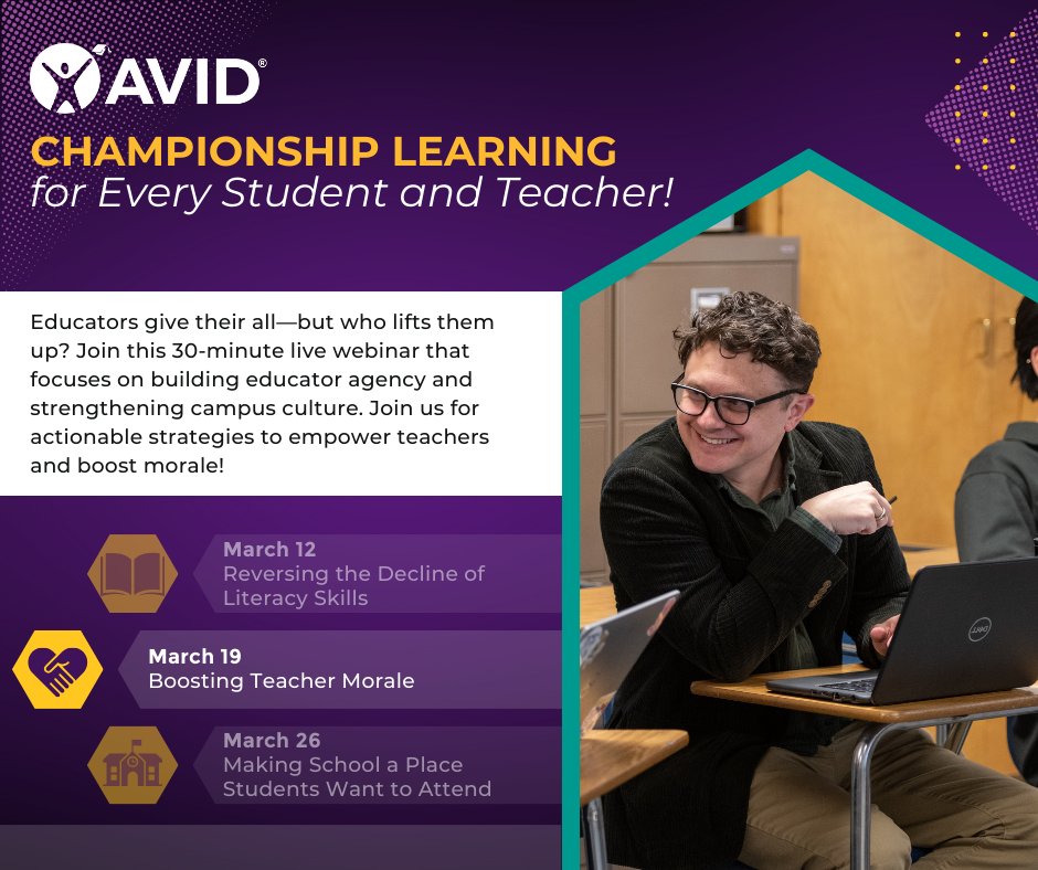 📚Get ready! Part 2 of our webinar series is coming up on March 19 at 1 pm PT. Hosted by Superintendent in Residence Michael McCormick, we'll explore strategies to empower educators and boost teacher morale. Register now: bit.ly/4iMxqhi

#EducatorAgency #EmpowerTeachers