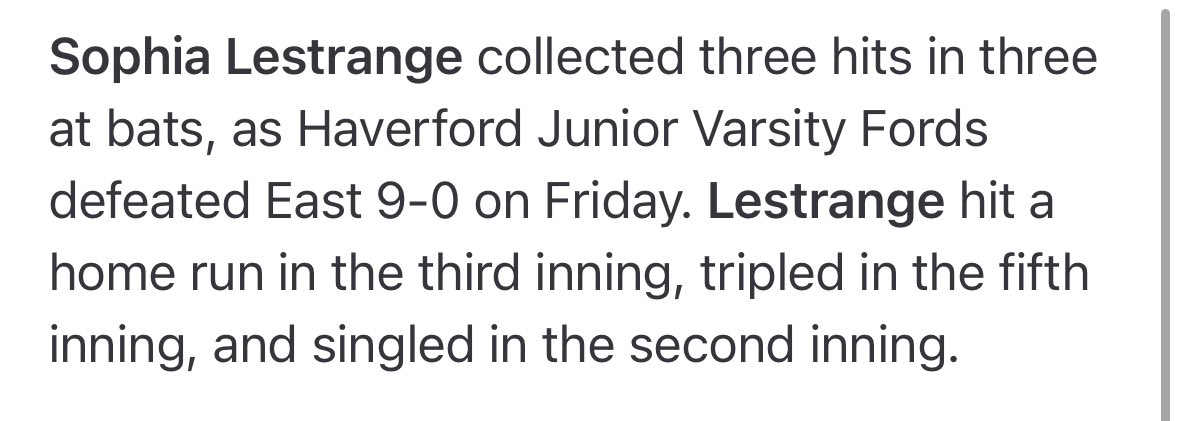 sophia lestrange 2027 (@slestrange2027) on Twitter photo school ball season has arrived!! I am on JV but embracing it!! <a href="/pegasusfp/">Pegasus Fastpitch</a> <a href="/PegasusFPRD/">Pegasus Fastpitch Recruiting Director</a> <a href="/D1Softball/">D1Softball</a> <a href="/gatorjack72/">Girls In The Game</a> <a href="/mulesoftball/">Muhlenberg Softball</a> <a href="/McDaniel_SB/">McDaniel College Softball</a> <a href="/CatholicU_SB/">Catholic University Softball</a> <a href="/LegacyLegendsS1/">Legacy & Legends Softball</a> <a href="/SBRRetweets/">Softball Recruiting Reposts</a> <a href="/EKU_Softball/">EKU Softball</a> <a href="/DSUBulldogs/">DeSales Athletics</a> <a href="/DelValSB/">DelVal Softball</a> school ball season has arrived!! I am on JV but embracing it!! <a href="/pegasusfp/">Pegasus Fastpitch</a> <a href="/PegasusFPRD/">Pegasus Fastpitch Recruiting Director</a> <a href="/D1Softball/">D1Softball</a> <a href="/gatorjack72/">Girls In The Game</a> <a href="/mulesoftball/">Muhlenberg Softball</a> <a href="/McDaniel_SB/">McDaniel College Softball</a> <a href="/CatholicU_SB/">Catholic University Softball</a> <a href="/LegacyLegendsS1/">Legacy & Legends Softball</a> <a href="/SBRRetweets/">Softball Recruiting Reposts</a> <a href="/EKU_Softball/">EKU Softball</a> <a href="/DSUBulldogs/">DeSales Athletics</a> <a href="/DelValSB/">DelVal Softball</a>