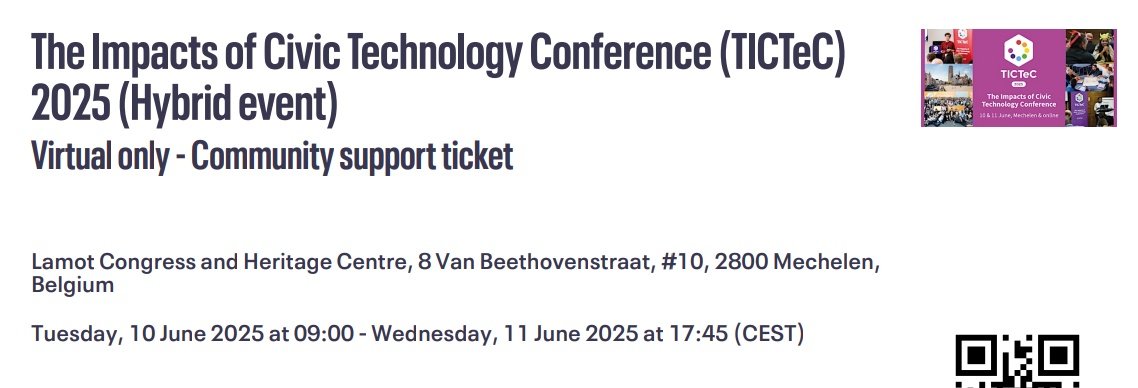 jalal_aminu's tweet photo. TICTeC CONFERENCE 2025

I am excited to share that I will be virtually joining The Impacts of Civic Technology (#TICTeC) Conference 2025, which will take place on June 10 and 11, 2025, in Mechelen, Belgium.  

🧵 https://t.co/sXiGLVuhtR