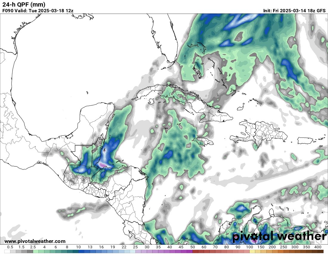ClimaenGuate's tweet photo. NUEVO FRENTE FRIO AFECTARA A GUATEMALA

Un nuevo frente frío ingresará a Guatemala el lunes en la madrugada favoreciendo un buen refrescamiento de temperaturas y un evento de viento norte corto pero fuerte y aumento de lluvias en el norte del país.

Nos espera un fin de semana muy caluroso, pero todo cambiará el lunes y martes. Será de corta duración pero muy agradable.