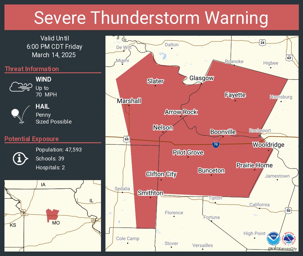Severe Thunderstorm Warning including Marshall MO, Boonville MO and ...