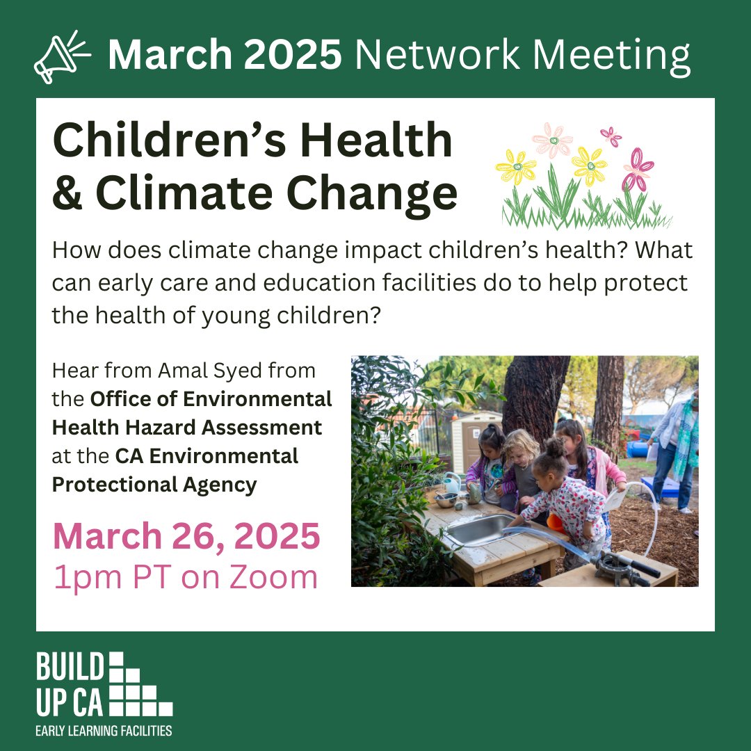 Join us March 26th for our next Network Meeting!! We are so excited to have <a href="/CaliforniaEPA/">CalEPA</a>'s Amal Syed present on the impact of climate change on children's health and the role of #ECEfacilities in mitigating these impacts.

Register here ⬇️
liifund-org.zoom.us/webinar/regist…