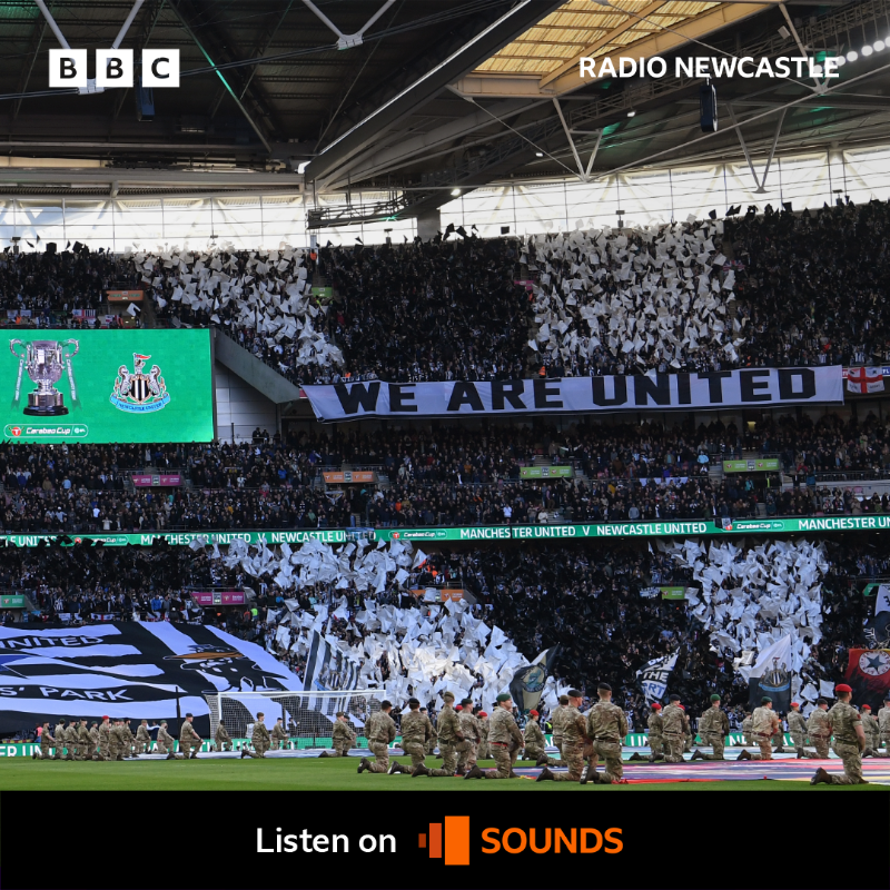 bbcnewcastle's tweet photo. 🖤🤍Let's make some history!

🏆Cup Final Day is here! 

🕙 @mattbaileymedia live from Wembley Way.

🕑 @SimonPryde, @raisbeck10, John Anderson &amp; @stevehowey624 live from inside Wembley. 

📻Listen here: https://t.co/RKyusFvYYP

#NUFC