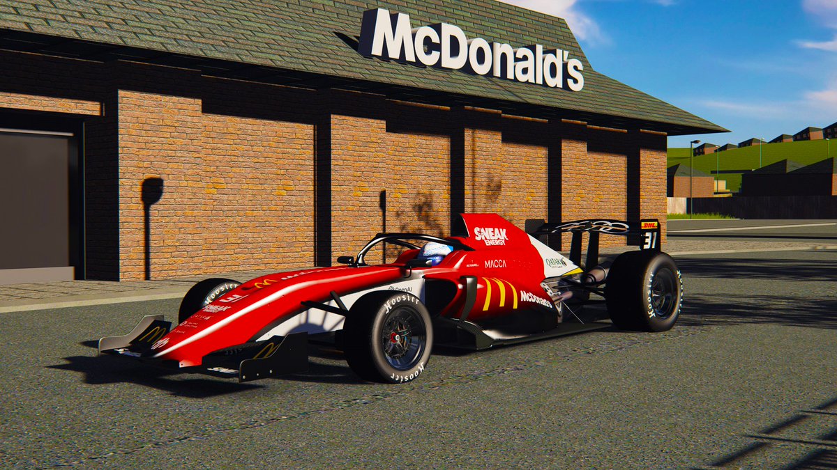 ISROnline's tweet photo. LIVERY REVEAL 

@MaccaaTBD &amp; @Val_Harik are back and hungrier than ever for Season 6! 🍔🔥 After coming agonizingly close in Season 5, they’re ready to go all-in with their striking McDonald’s livery! 🚀

Can the McDonnells finally take Macca Motorsport to glory? 🍟

#ISR #AIC https://t.co/UU7Pv19aEW