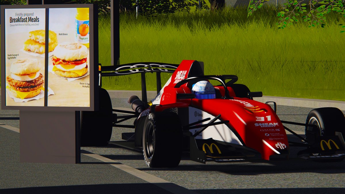 ISROnline's tweet photo. LIVERY REVEAL 

@MaccaaTBD &amp; @Val_Harik are back and hungrier than ever for Season 6! 🍔🔥 After coming agonizingly close in Season 5, they’re ready to go all-in with their striking McDonald’s livery! 🚀

Can the McDonnells finally take Macca Motorsport to glory? 🍟

#ISR #AIC https://t.co/UU7Pv19aEW