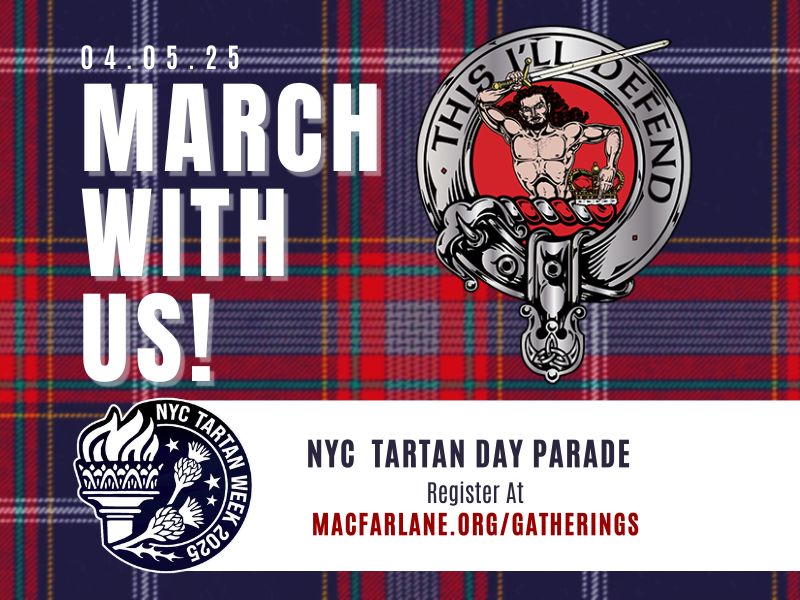 The NYC Tartan Parade is a bucket-list experience, and it’s even better when you’re surrounded by your MacFarlane kin. 🔗Register to march with us here: macfarlane.org/gatherings/new…

#MacFarlaneClan #ScotsInAmerica #NYCTartanWeek #NYCTW #TartanDay #Parade #Bagpipes #Bands #NYC
