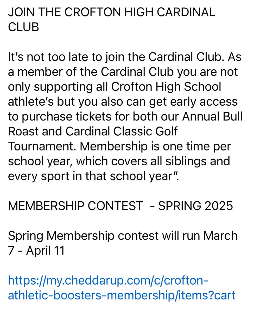 CrHCardinalClub's tweet photo. MEMBERSHIP CONTEST - SPRING 2025
Spring Membership contest will run March 7 - April 11
https://t.co/DL7Nt50ETn https://t.co/wMACr0eq3T