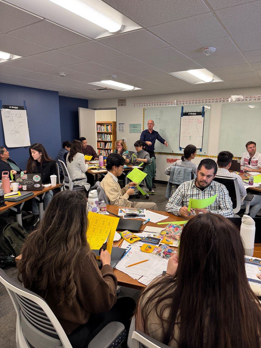 IrvineMathProj's tweet image. Middle & HS IM1 teachers came together for a hands-on math learning adventure! 🎯 Exploring creative, interactive ways to teach systems of linear equations—because math should be engaging! Who's ready to transform their classroom? #IrvineMathProject #MathApplication #mathisfun
