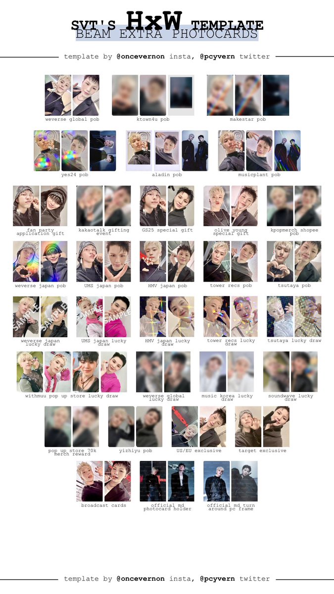 seventeen hoshi x woozi HxW beam pob/lucky draw/extra photocards