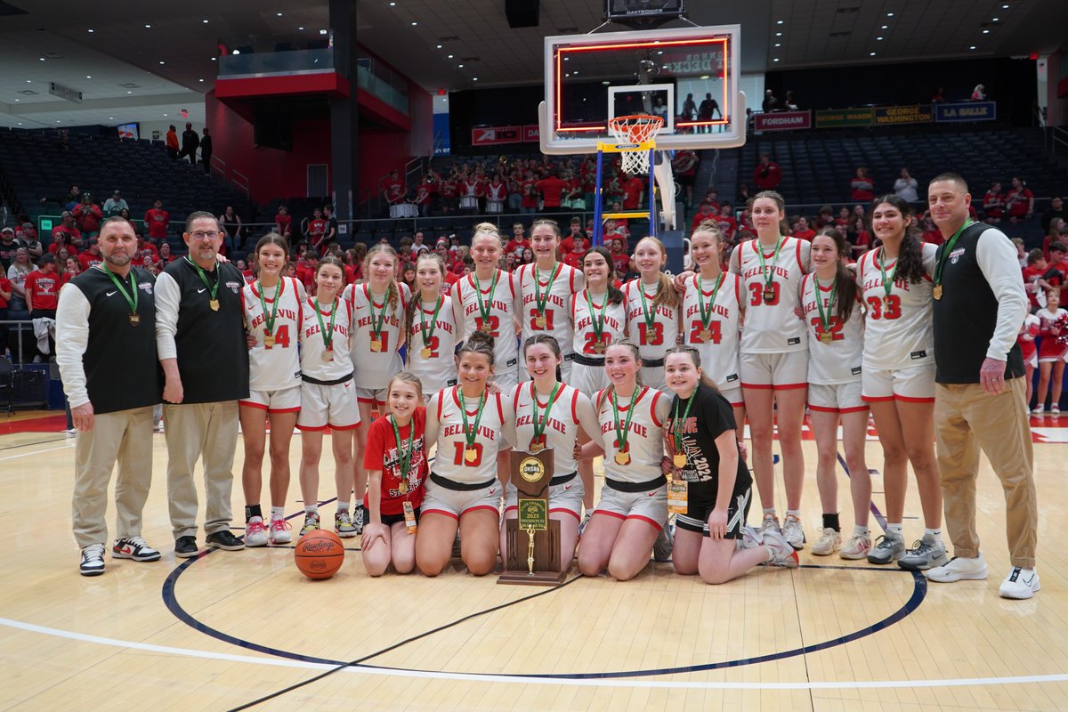 oh_report's tweet photo. Congratulations to #1 Bellevue (28-1) for claiming their 1st State Championship! 

The Lady Red set a school record for wins in a season and took care of business on their first-ever trip to the Final Four. https://t.co/xnLOxpyb7n