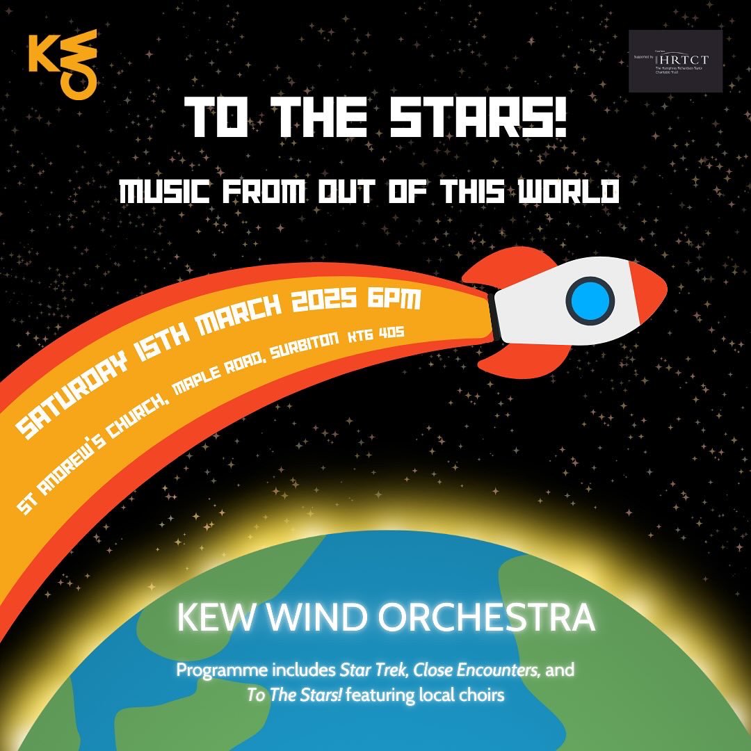 🎷 Tomorrow night! 

👽 Come and hear the students of Halliford School, Kew House School and Waldegrave School sing about our blue-eyed pink-eared alien in Hess’s To the Stars! 

🎫 Tickets available on the door, 6pm St Andrew’s Church Surbiton
