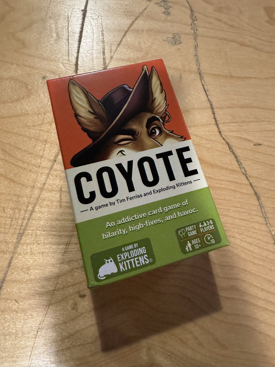 pwseid's tweet photo. We super enjoyed learning to play Coyote, an early-release game made by Tim Ferriss and Exploding Kittens! Love that it made us use our 🧠! Had a blast at @Diggnation too! @tferriss @gameofkittens #CoyoteGame https://t.co/uEteTx8vFf