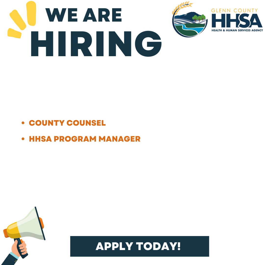 Are you interested in a career with Glenn County? Visit the County of Glenn Personnel webpage ow.ly/81gi50SZJ2V for more information!
Don't forget to follow them on Facebook ow.ly/NvVC50SZJ33