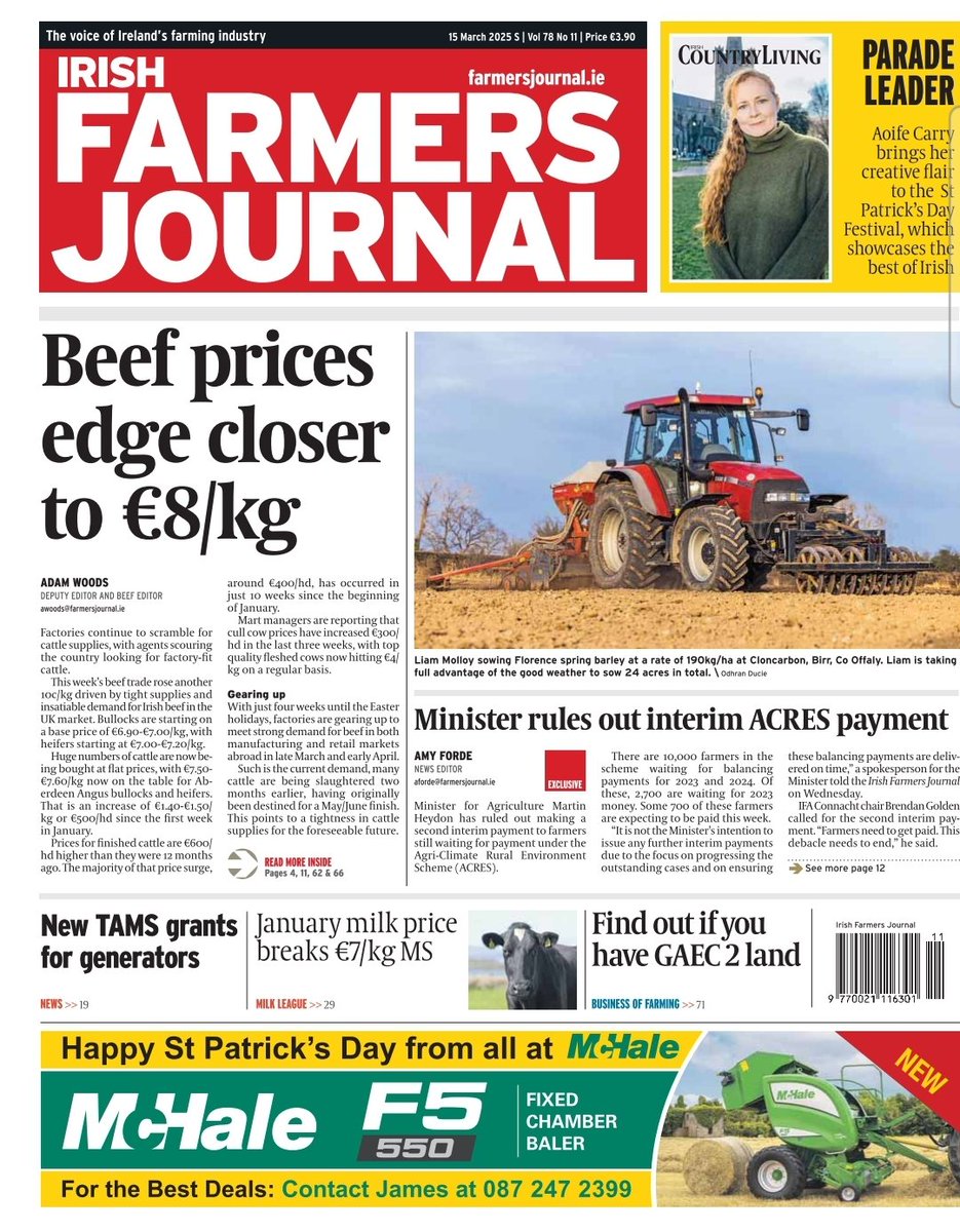 OdhranDucie's tweet photo. Thanks to @farmersjournal @IFJ_picturedesk for this weeks #frontpage photo. Liam Molloy sowing florence spring barley at Cloncarbon, Birr, Co Offaly #capturinghistory #agriculture @PressPhoto_IRL https://t.co/I56kV0ZEUl