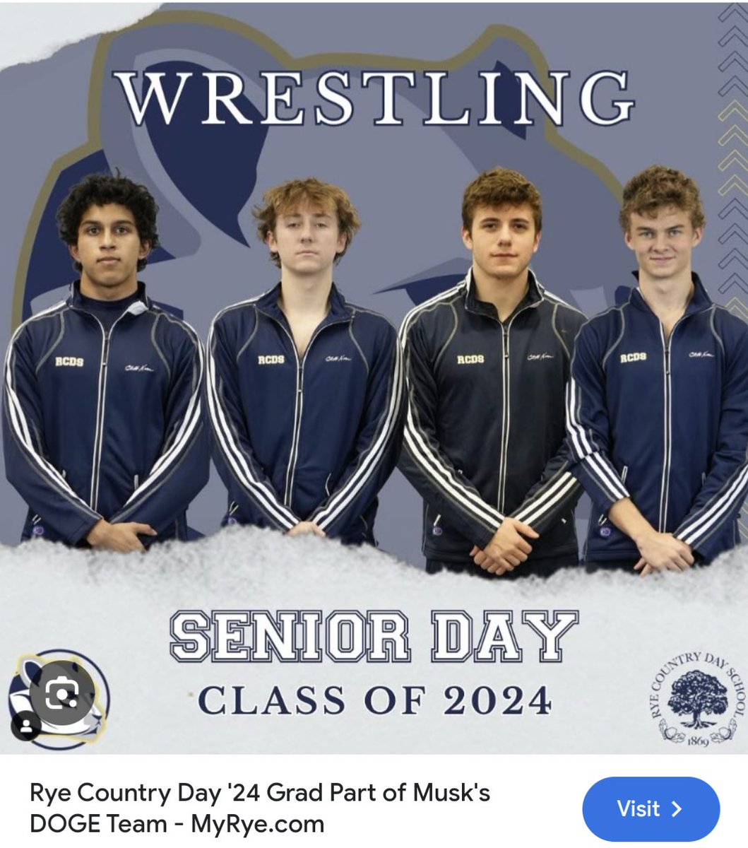 PatsyCrowley8's tweet image. RYE COUNTRY DAY SCHOOL??? Are you kidding me? A 19-year-old who was reportedly fired from an internship for leaking internal information to competitors is now a DOGE ‘senior advisor’ in the State Department #ElonMusk #Doge
share.newsbreak.com/c2gde4ub