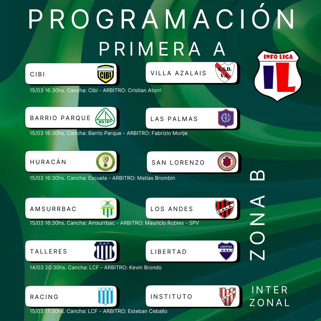 Así se disputará la fecha 2 de #PrimeraA de #LigaCordobesa.

ℹ️ Los partidos que no se jugaron de la fecha 1 aún no tienen programación oficial.