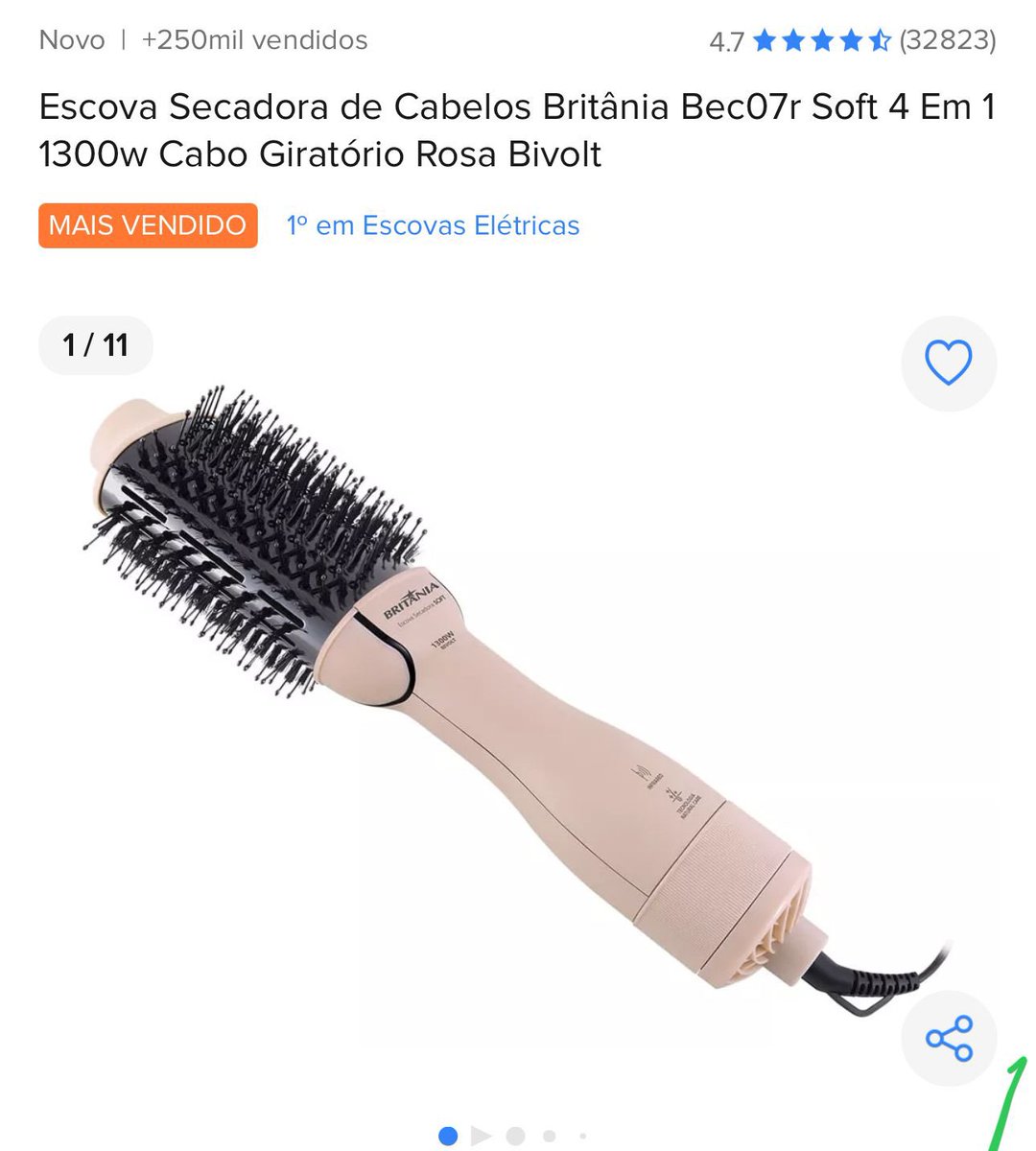 achadosdalola's tweet photo. SÓ NÃO TEM ESCOVA SECADORA QUEM NÃO QUER ✨

Escova Secadora de Cabelos Britânia Bec07r Soft 4 Em 1

❌ R$156,24
✅ *APENAS R$92,31* 🏃‍♀️🏃‍♀️ 

🎟️ USE O CUPOM: 8COMJERSU

🛒 Compre aqui: https://t.co/HwL2DpQBn1 https://t.co/m0fBr38xFw