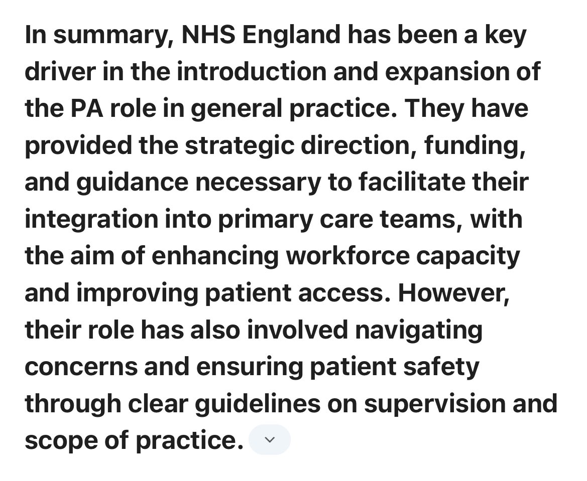 The debate around #NHSEngland is fascinating. As a future #GP they have hugely endorsed the role of PA’s in
primary care and thus the erosion of quality care &amp; employment to newly qualified GPs despite Royal College of GP stating they have no role/benefit. So frankly….👋🏼👋🏼👋🏼