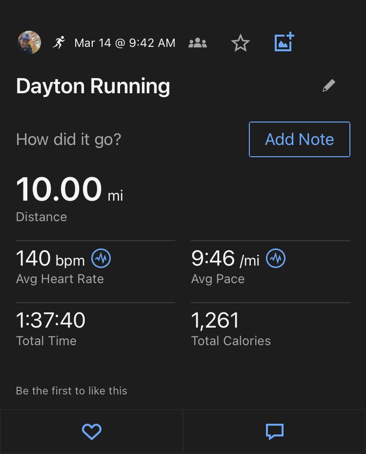 A nice 70 degree spring day today. I Felt like a little piggy out playing in the mud on todays 10 mile run in the park. Great end to the work week