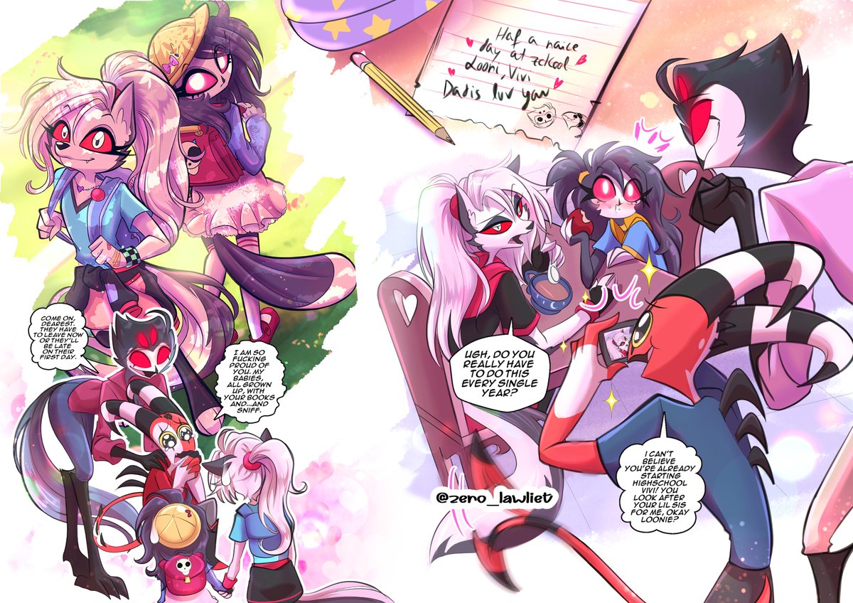 Zero ๐๐จ๐บโจ๐ (@zero_lawliet) on Twitter photo One of my pages for the <a href="/sparklezines/">Sparkle Zines @ Helluva Boss Fanzine!</a>
Family bond was my choice ๐ฅฐ
#HelluvaBoss #stolitz One of my pages for the <a href="/sparklezines/">Sparkle Zines @ Helluva Boss Fanzine!</a>
Family bond was my choice ๐ฅฐ
#HelluvaBoss #stolitz