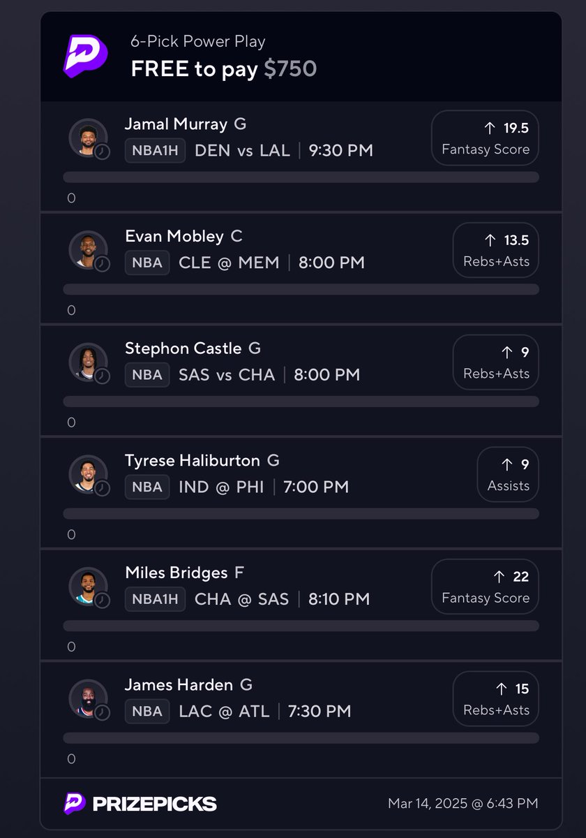 nerodaque_BETS's tweet photo. Free play Friday don’t spend your bread 🤣🤣#prizepicksnba #GamblingX 
 https://t.co/ub3XihySF5 https://t.co/8WqQ5dogqT