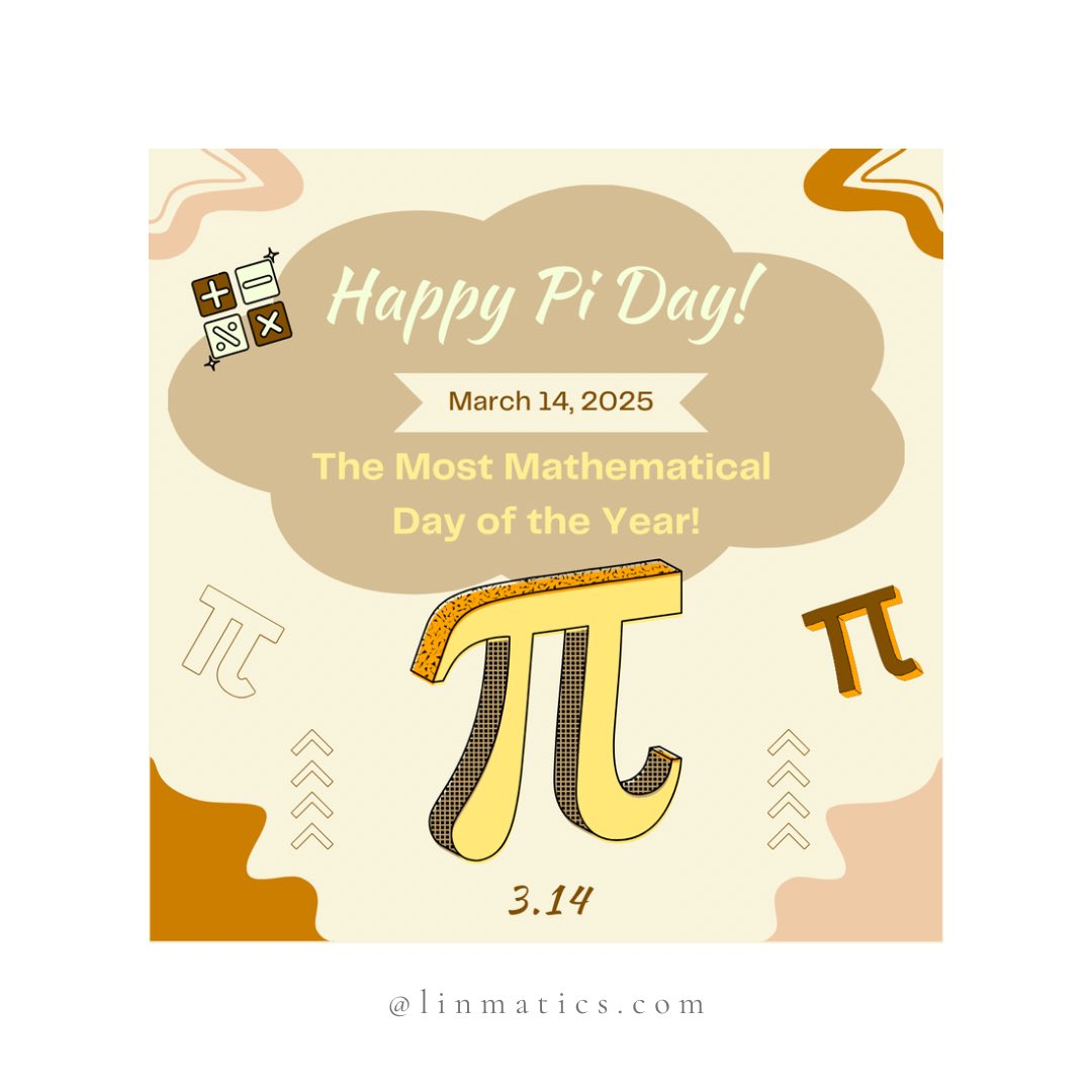 linmatics's tweet photo. Happy Pi Day! 🎉

✔️ Pi (π) ≈ 3.14159… and never ends!
✔️ Einstein was born on Pi Day! 🎂
✔️ Record: 100,000+ digits memorized!

Celebrate with pie, Pi, and fun! 🥧🎉 How are you celebrating? ⬇️ https://t.co/zlwdgkU8I2