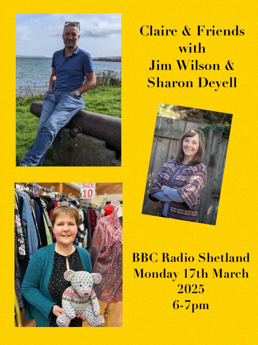 📻 ‘Claire &amp; Friends’ on <a href="/bbcshetland/">BBC Radio Shetland 📻🎙</a>  Monday!

🎙️ 17 March, 6-7pm

🎤 Wi Viking Genes chief investigator Professor Jim Wilson, an champion wastside fundraiser Sharon Deyell.

🎶 Plus tracks fae Bruce Springsteen, Dire Straits, da Red Vans an idders!

😀 Come you!

<a href="/bbcorkney/">BBC Radio Orkney</a>