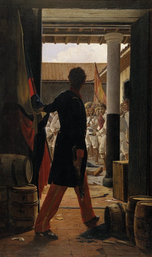 EscXdios's tweet image. Miren, honestamente, respeto mucho a Reverón, a Cruz Diez y a diferentes artistas venezolanos actuales, pero ¿Cómo es posible q se les conmemore tanto cuando de las manos de un venezolano salieron pinturas tales como esta?

Pintor: Antonio Herrera Toro
Obra: Ricaurte en San Mateo