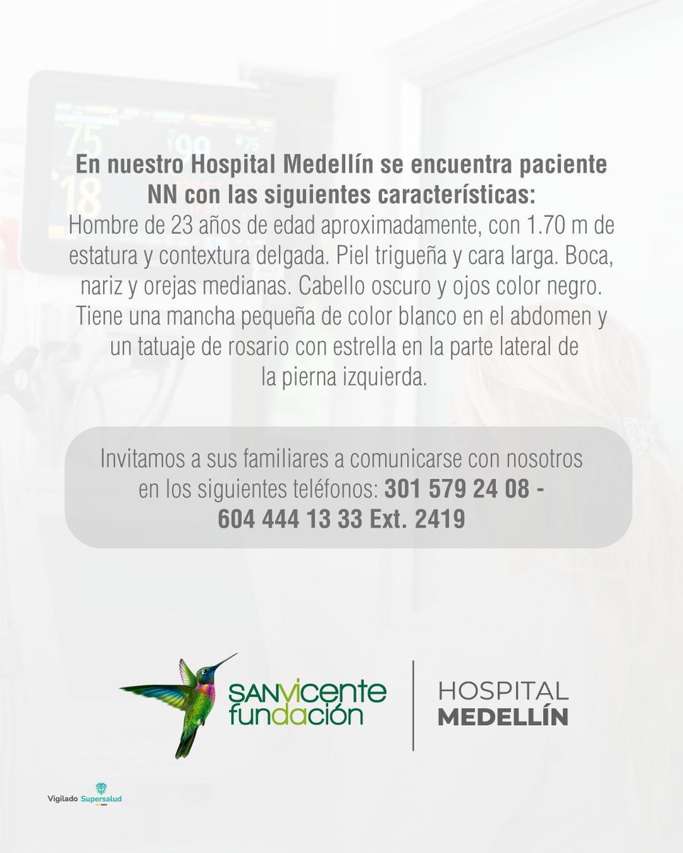 ¡Ayúdanos a encontrar a su familia! 🙌🏻 Si tienes alguna información comunícate con nosotros al (+57) 301 579 2408 📱 #SanVicenteFundación 💚