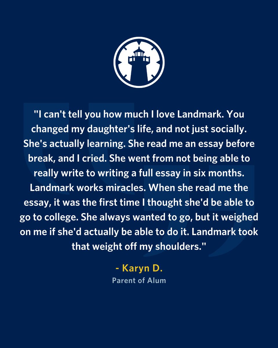Landmark changes lives. 

A proud Landmark parent shares how her daughter’s growth and confidence in learning gave her hope for the future 💛💙

landmarkschool.org/admission/test…

#LandmarkSchool