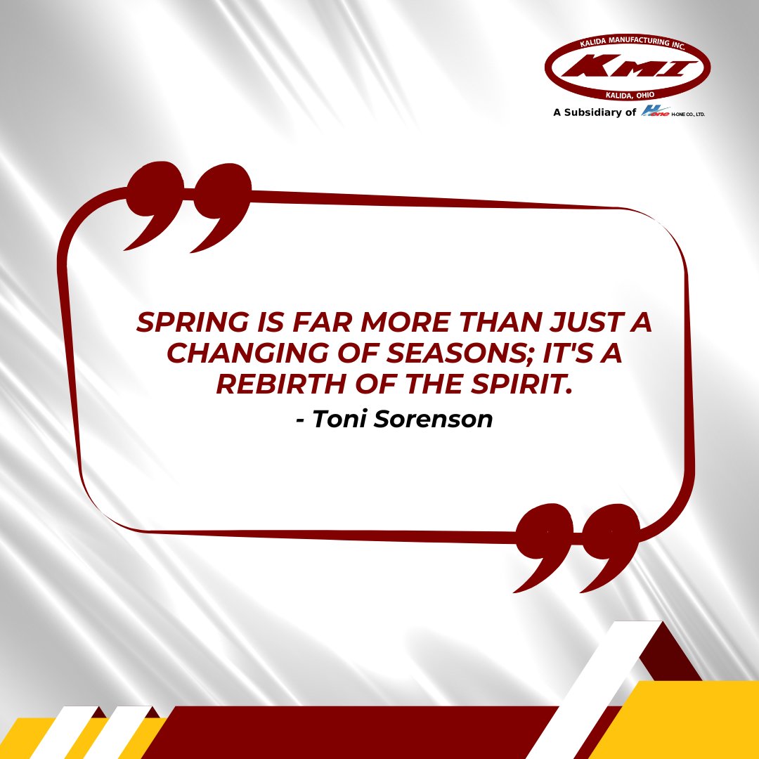 KalidaMfgInc's tweet photo. Just like nature awakens, it’s time to refresh your mindset, set new goals, and embrace opportunities.

What’s one thing you’re focusing on this spring? Share below!

#SpringRenewal #GrowthMindset #teamKMI #manufacturing #kmi #kalidamanufacturing #automotivemanufacturing https://t.co/Q9BKImOUCu