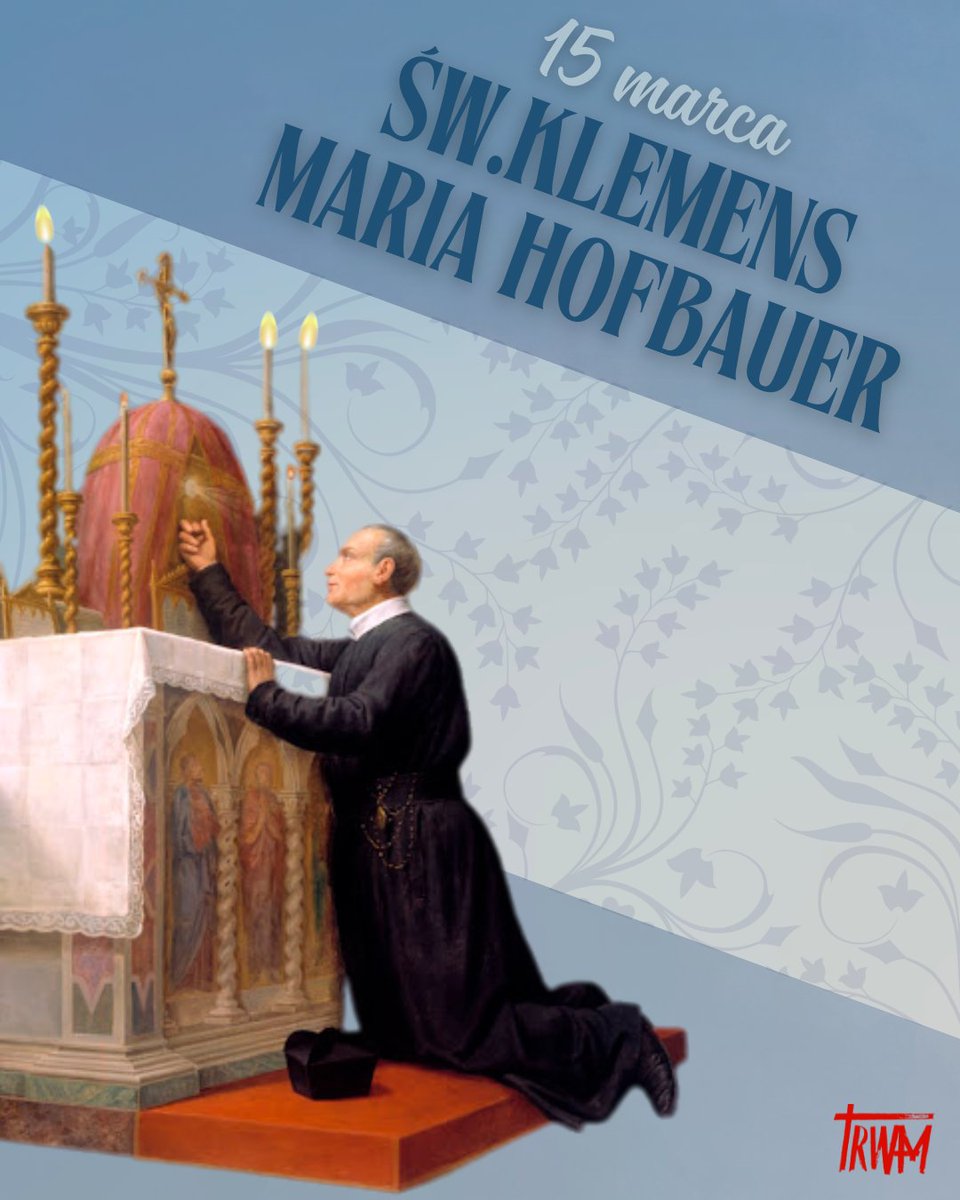 TV_Trwam's tweet image. #ŚwiętyNaKażdyDzień
🔶Św. Klemens Maria Hofbauer🔶
To on założył pierwszą placówkę redemptorystów w Polsce 🇵🇱 Zajmował się sierocińcem, internatem, kościołem  św. Benona, drukarnią, dbał o zamieszkującą stolicę służbę. Został wikariuszem generalnym na północ od Alp 🗻