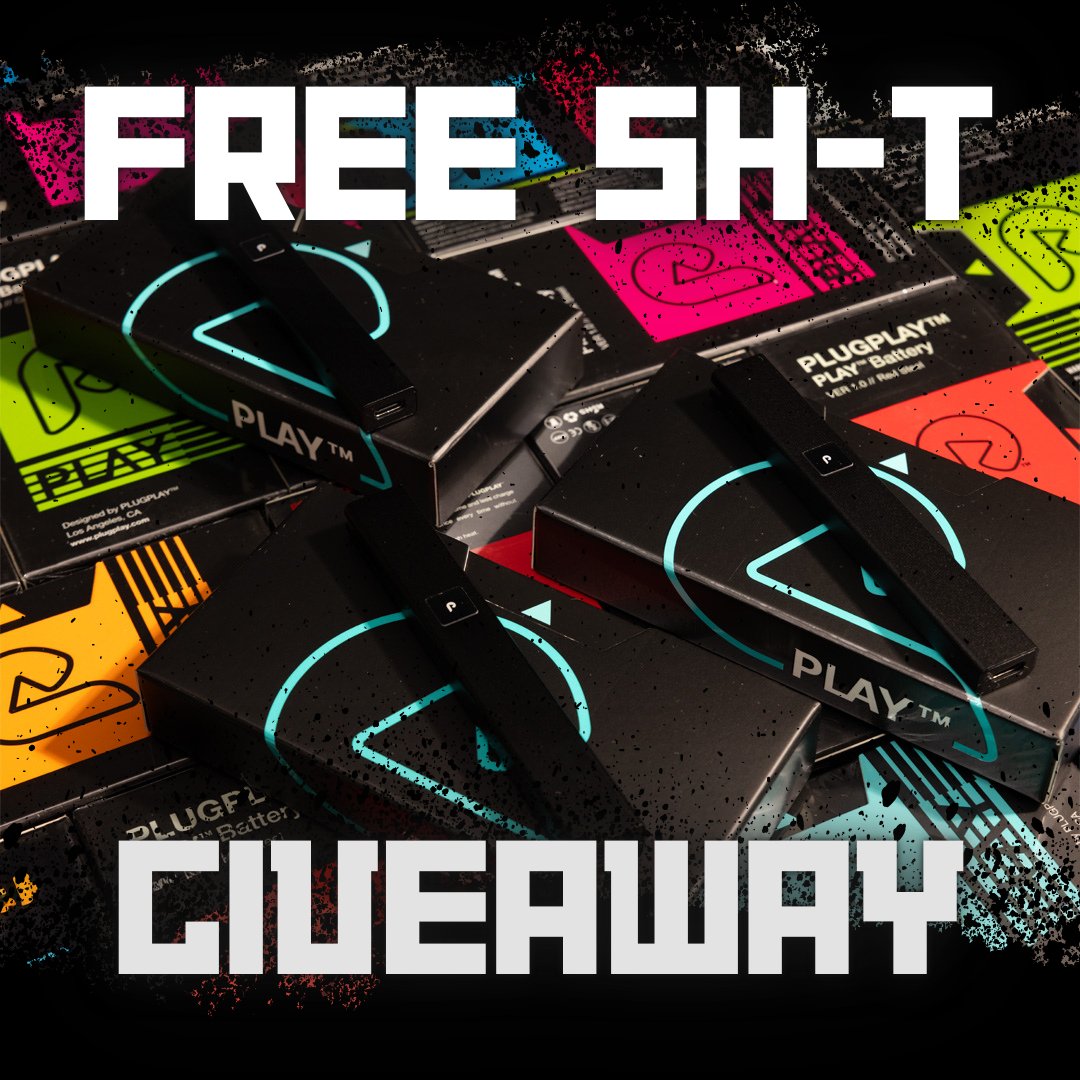 🔋FREE SH*T FRIDAY🔋

We're giving 3 followers a chance to win our NEW USBC BLACK BATTERY +Wrap/Dabcap/Lanyard! (1 set each)

To Enter:
1) Must be following <a href="/plugplayallday/">Official PLUGPLAY™</a>
2) RT+Like this post

📢US participants only
🚫NO CANNABIS INCLUDED
🏆Winners announced Mar 19th