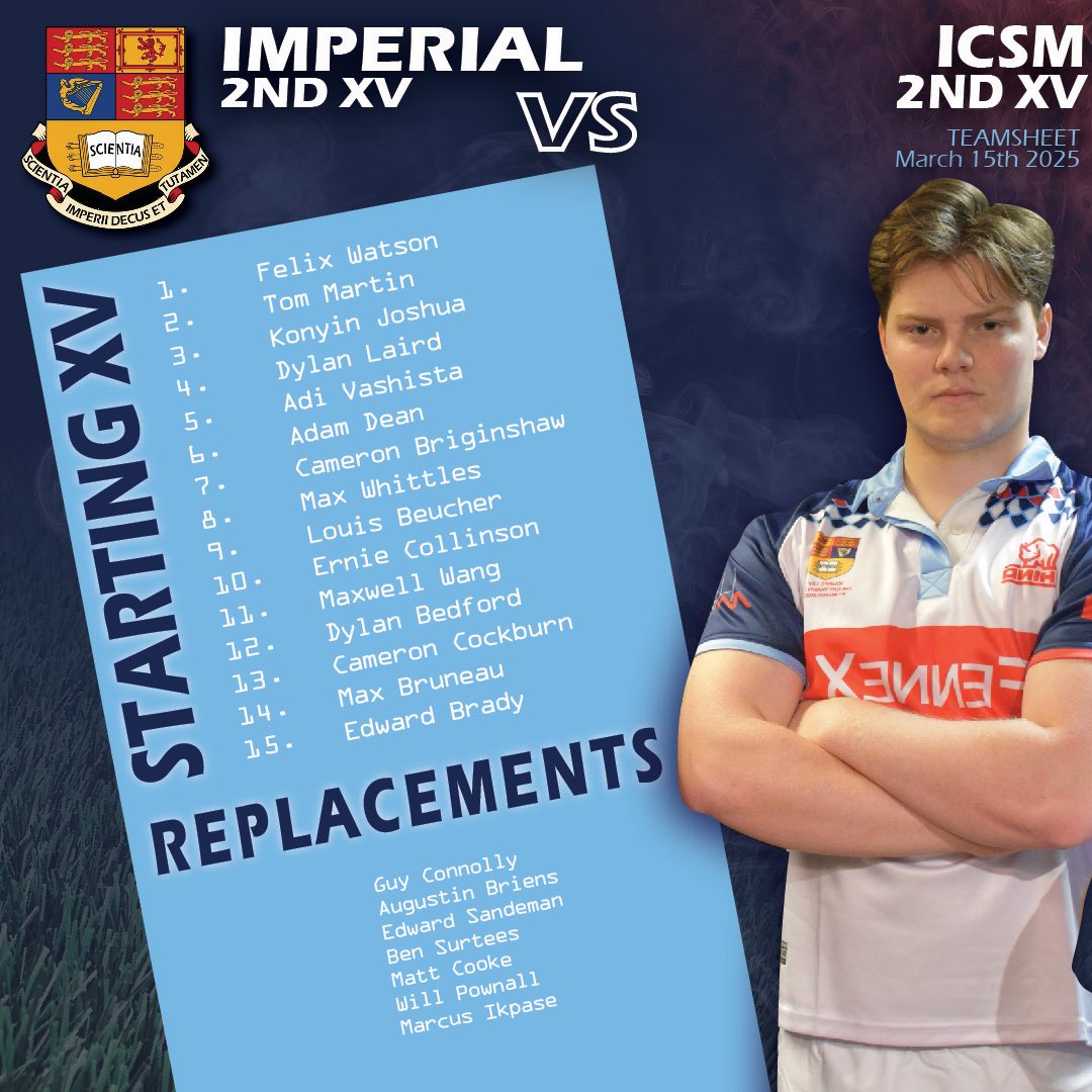 ICURFC's tweet photo. Here are the 2 sides heading out tomorrow to face ICSM

The 1st XV KO at 2pm &amp; the 2nd XV KO at 11:30am https://t.co/InEvGy7r0l