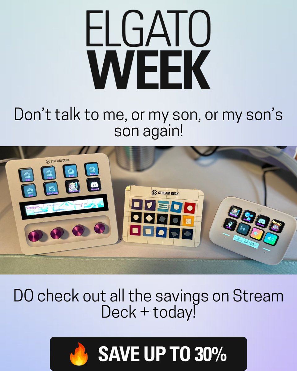 🚨 ELGATO WEEK IS HAPPENING NOW🚨

One of my 1st &amp; most fave <a href="/elgato/">Elgato</a> pieces of gear is on sale NOW!

Go grab your very own Stream Deck + &amp; feel like a master at your PC.

Visit the link below! ⬇️
elgato.sjv.io/airbubbles

#elgatoambassador #elgatoweek
