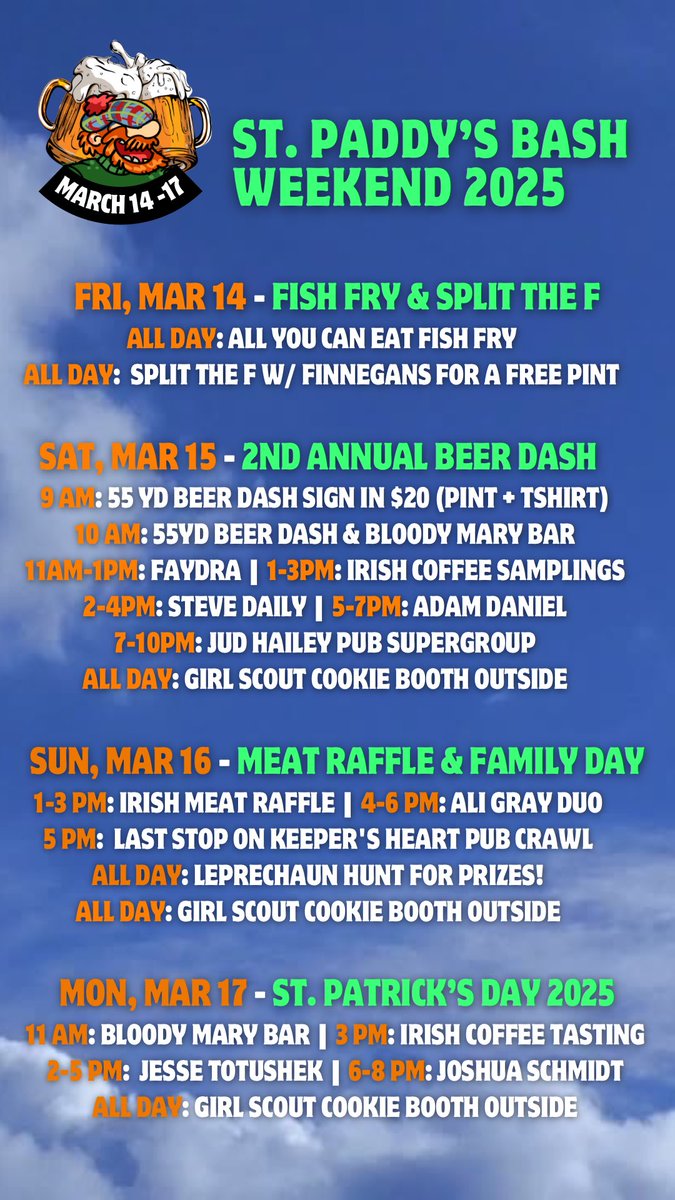 🍀💚 The weekend we’ve all been waiting for is here! 💚🍀 It’s time for our ST PADDY’S BASH 2025 in Downtown Shakopee ALL WEEKEND LONG!