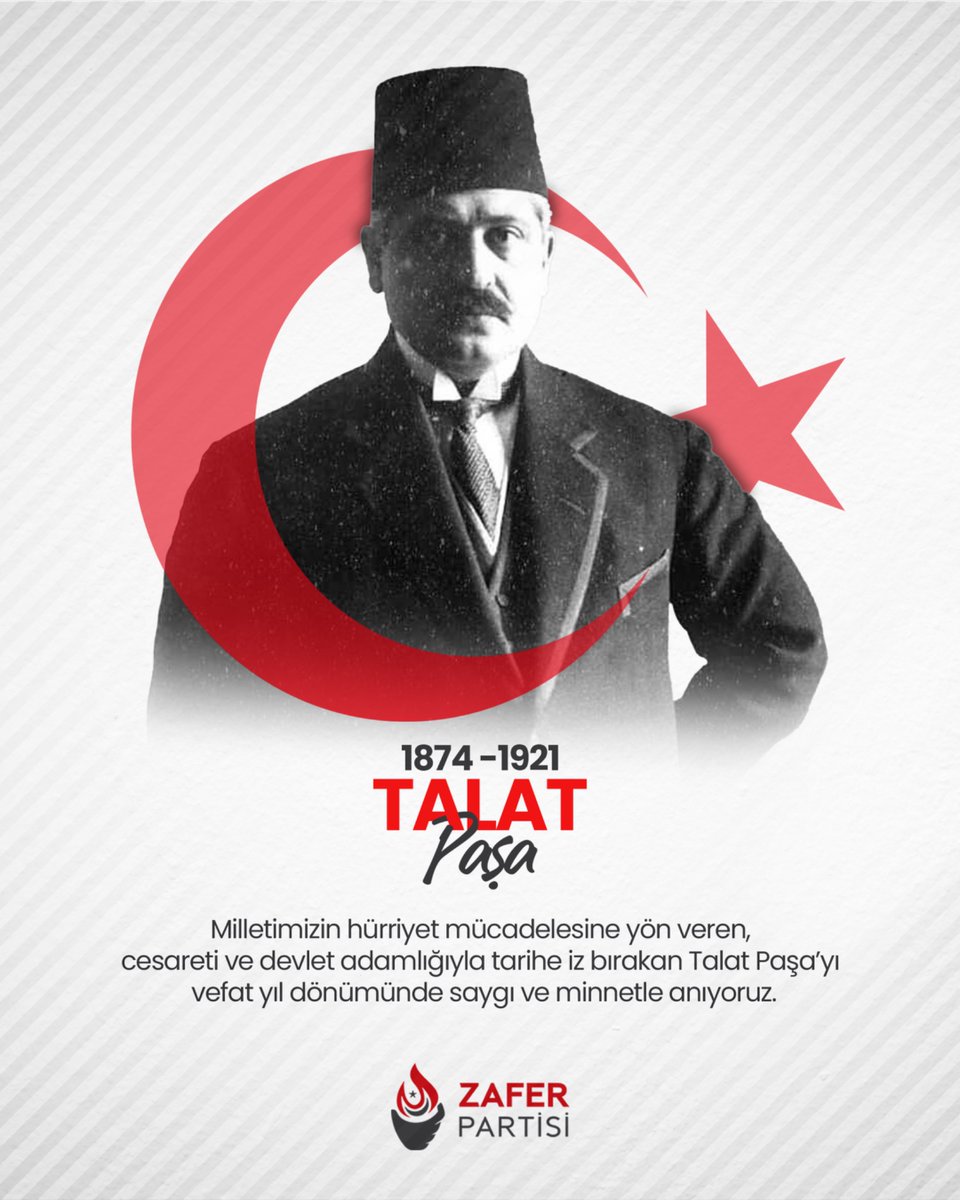 Milletimizin hürriyet mücadelesine yön veren, cesareti ve devlet adamlığıyla tarihe iz bırakan Talat Paşa’yı vefat yıl dönümünde saygı ve minnetle anıyoruz.

Bir Talât gider, bin Talât yetişir!